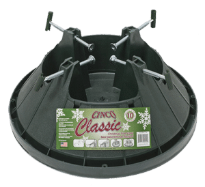 Cinco Classic Christmas tree stand for secure and stable real Christmas trees. Durable plastic construction with water reservoir for real fresh trees from local Christmas tree farm.